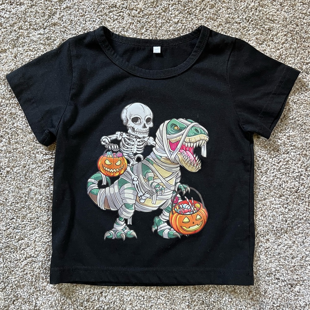 Black Halloween Dinosaur T-Shirt